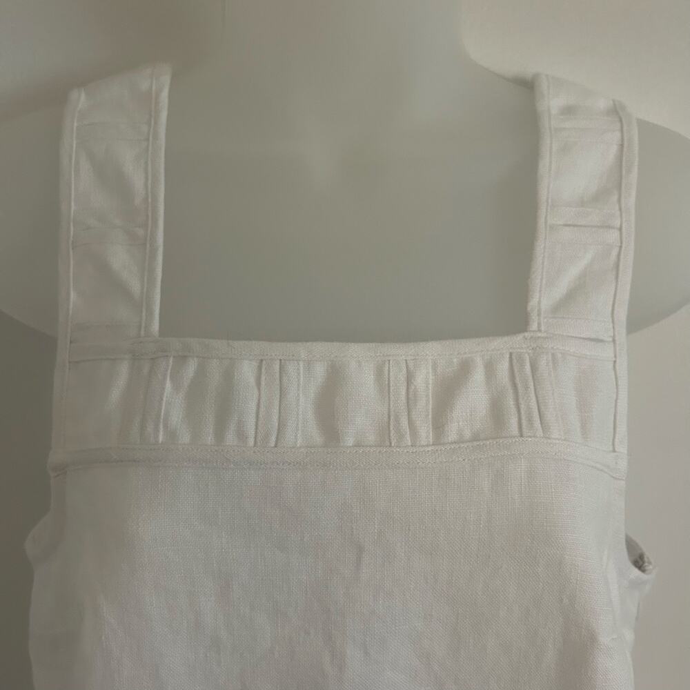 Madewell Women's Embroidered Tank Dress Linen White Square Neck Size 00 NEW Flaw - Picture 3 of 11